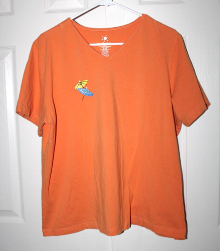 Sunberry orange neck shirt - orange, v-neck
