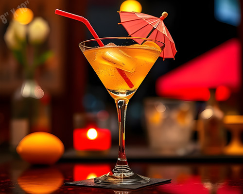 Cocktail glass with - glass, umbrella